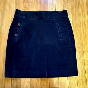 Navy Corduroy Skirt with Button Pockets